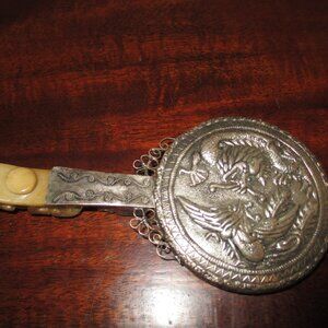 Oriental Hand Mirror Hand Carved Jade